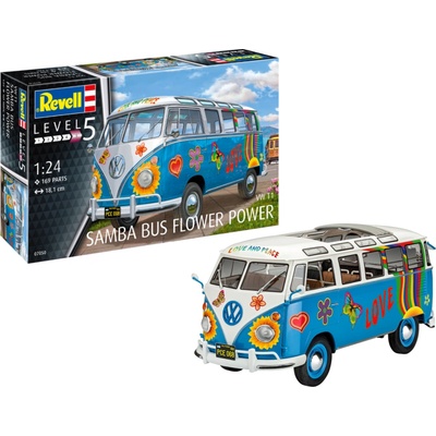 Revell Model Kit Plastic car 07050 VW T1 Samba Bus Flower Power 1:24