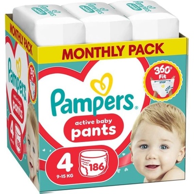 Pampers Гащички Pampers Pants 4 (9-15 кг. ) - 186 броя
