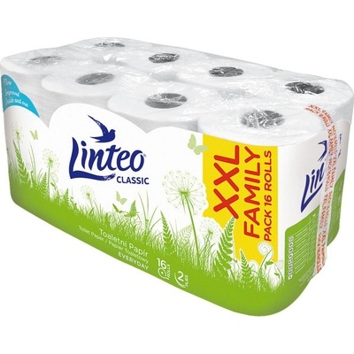 Linteo Тоалетна хартия Linteo двуслойна бяла - 16 ролки XXL