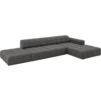 Cosmopolitan Design Chicago Tmavě šedá sametová rohová 341 cm pravá