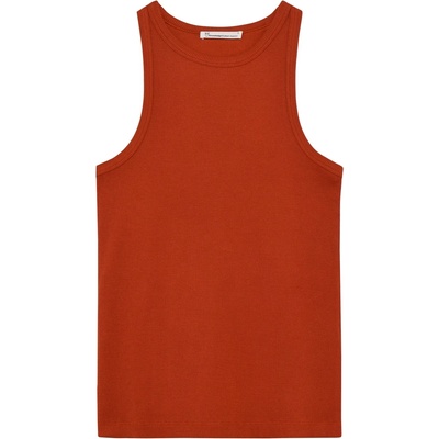 KnowledgeCotton Apparel Дамски топ KnowledgeCotton Apparel Women's Racer Rib Top - Burnt Brick - размер XL (916-4448-0414)