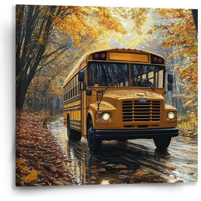 Sablio Obraz Žlutý školní autobus - 50x50 cm