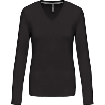 Kariban v-neck k382 / Дамска тениска с дълъг ръкав - тъмносива m (20k38267002)