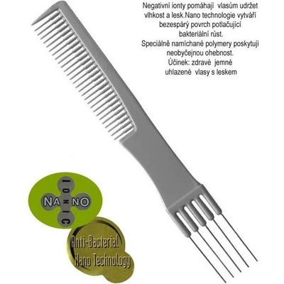 Duko Nano Ionic tupírovací hřeben profesionální 5 kovových hrotů 190 mm