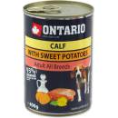 Konzervy pro psy Ontario Mini Calf Sweetpotato Dandelion and linseed oil 400 g