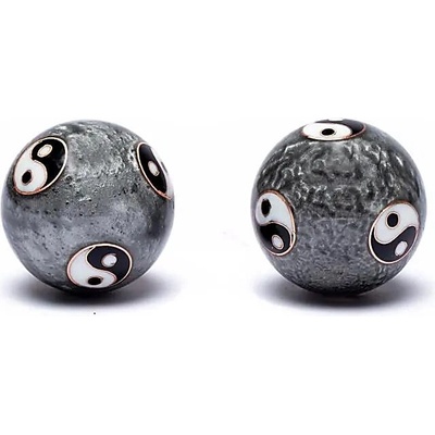 Authentic Čínské meditační kuličky Baoding balls Yin Yang Tai Chi šedé 4cm