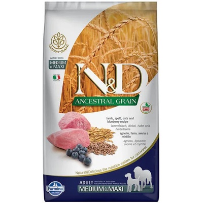 N&D Dog Ancestral Grain lamb, spelled, oats & blueberries adult medium & maxi 2x12 kg