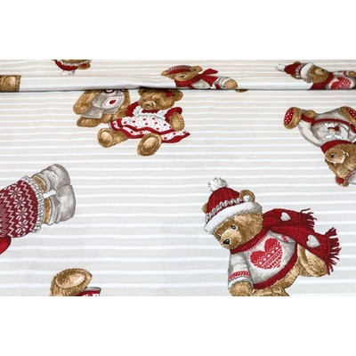 MADE IN ITALY Bavlnená látka Medvedík béžová Béžová Šírka 140 cm