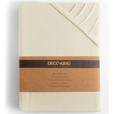 DecoKing bavlna jersey prostěradlo s gumou Amber béžové 200-220x200x30