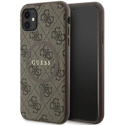 GUESS Кейс Guess GUHMN61G4GFRW за iPhone 11 6.1" / Xr, кафяв / кафяв, твърд, 4G Collection Leather Metal Logo MagSafe (GUE003467-0)