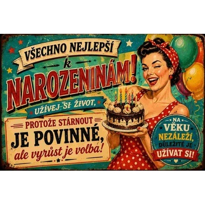 CAB Design - Metal Signs & Decor Plechová ceduľa Všechno nejlepší k narozeninám! Užívej si život