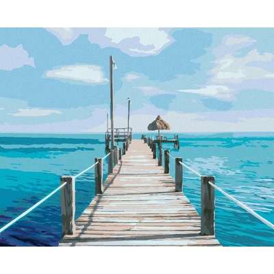 Zuty Malování Podle Čísel Molo A Moře Ted Davis 80 x 100 cm Plátno Rám