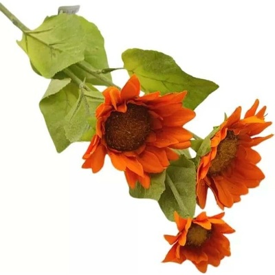 Dekorace - Slunečnice 3 květy 63cm sv.oranžová
