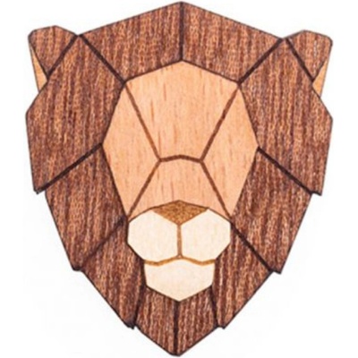 BeWooden Drevená brošňa lion hnedá - universal BR11