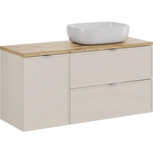 Comad Koupelnová skříňka s deskovým umyvadlem s košem na prádlo set Bella Cashmere 120 kašmír/dub artisan