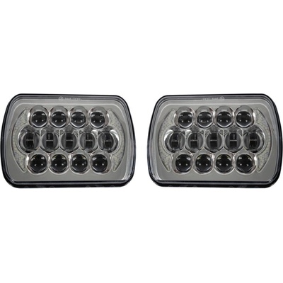 Súprava štvorcových svetlometov LED, Chróm, Jeep Cherokee XJ, Wrangler YJ, serie 4000
