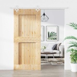 vidaXL Преплъзваща се врата 90 x 210 cm Естествено и бяло (3445110)