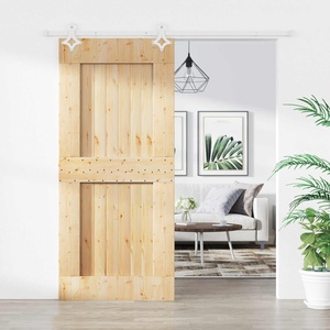 vidaXL Преплъзваща се врата 90 x 210 cm Естествено и бяло (3445110)
