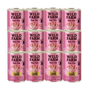 WILD FARM Пастет с агнешко месо 12x400 г - безглутенова храна за котки