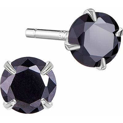 Nefertitis Stříbrné náušnice pecky se zirkony AA kvalita BLACK NF63117 4 mm, 0,43 g
