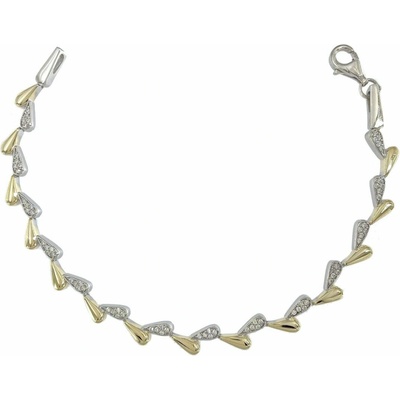 INFINITYSILVER Stříbrný náramek zlacené lístečky O466573G18