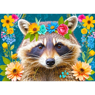 Enjoy - Puzzle Floral Raccoon - 1 000 piese