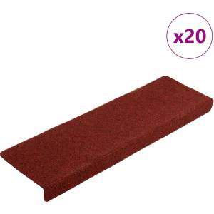 vidaXL Самозалепващи се постелки за стълби, 20 бр. , 65x21x4 см, бордо червени, правоъгълен кант (3365719)