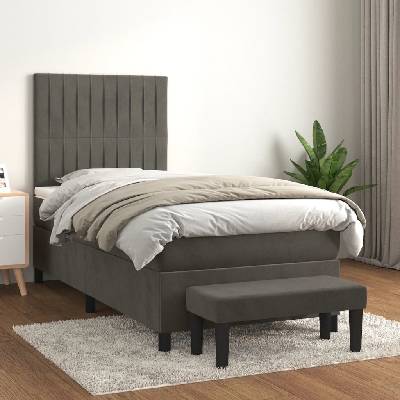 Petrashop 3137942 boxspring postel s matrací tmavě šedá samet
