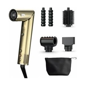 Shark Helmets Shark FlexStyle 4-in-1 Air Styler & Hair Dryer Limited Edition, Auto Wrap Curl Attachment, Paddle Brush, Oval Brush, Concentrator, Diffuser, Storage Case, No Heat Damage, HD434F1GDEU