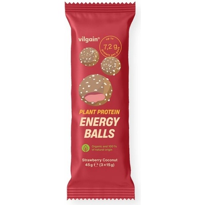Vilgain Plant Protein Energy Balls BIO Jahoda s kokosom 3 x 15 g