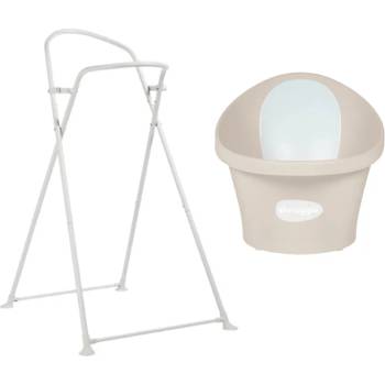 Image 1 of shnuggle - световно-награждавана бебешка вана за къпане с клапа - цвят Taupe (SBP-TPE-EUR+SHN-BST-STRP)