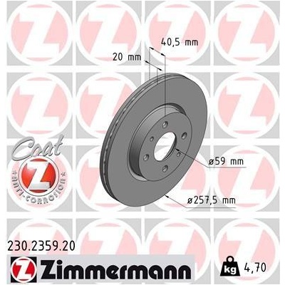 Brzdový kotúč ZIMMERMANN 230.2359.20