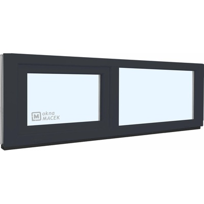 KNIPPING Plastové okno - 70 AD, 2400x600 mm, FIX/S, antracit Sklo: čiré, Barva, imitace: antracit/bílá (jednostranně)