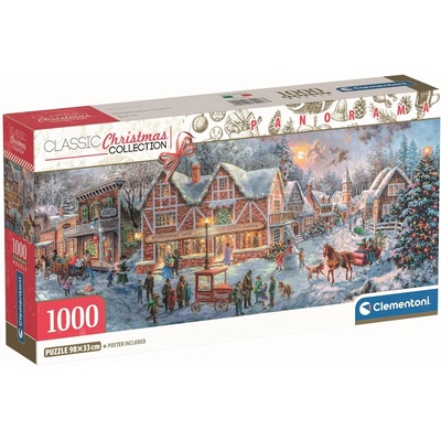 Clementoni Панорамен пъзел Clementoni от 1000 части - Готови за Коледа (39927)