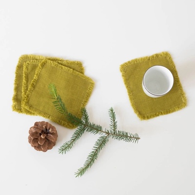 Linen Tales Комплект от 4 зелени ленени подложки Classic, 10 x 10 cm - Linen Tales (LT-CSF-10x10-MGR)