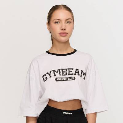 GymBeam Дамска овърсайз тениска Varsity White S