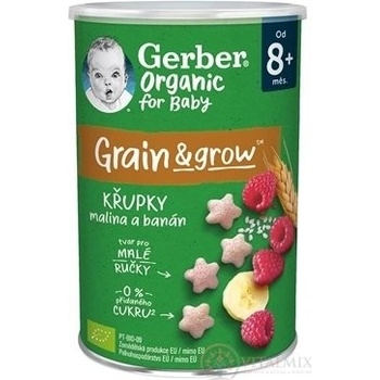 Gerber Organic CHRUMKY Ryžovo-pšeničné s malinami a banánom 35 g