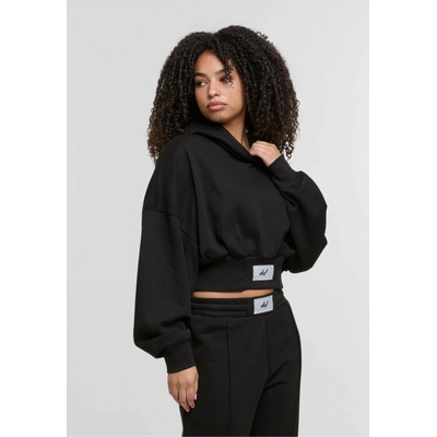 Urban Classics dámská zkrácená mikina s extra širokým elastickým lemem Černá