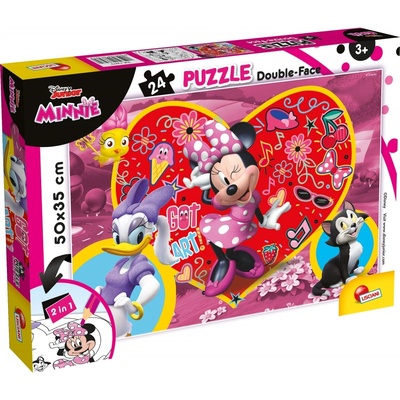 Lisciani Двулицев пъзел за оцветяване Lisciani - Minnie Mouse, 24 части (LI73979)