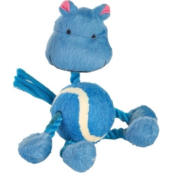 TRIXIE Animals with Tennis Ball and Rope - Играчки за кучета с въже и тенис топки от плюш 16 см( синя, бяла оранжева)