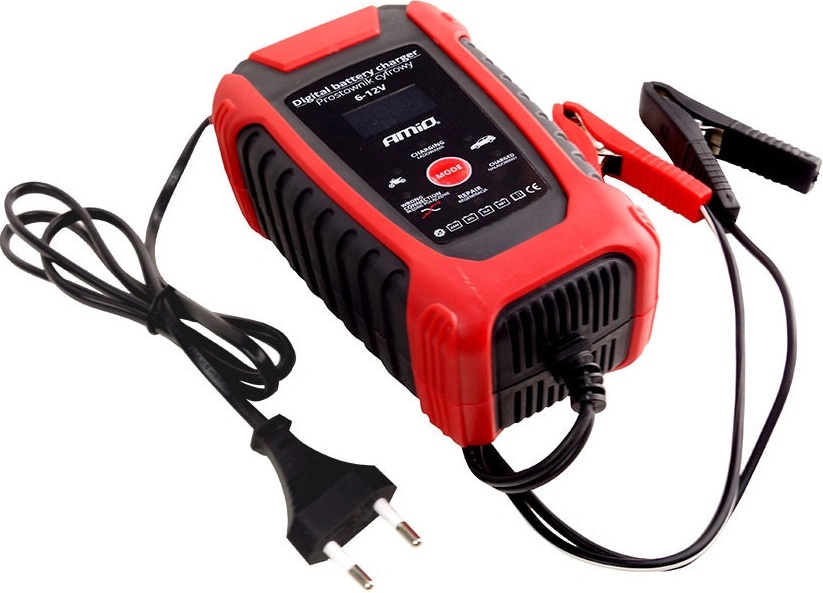 Amio Caricabatteria Digitale 6V/12V 2A/4A Modello DBC-4A | Raddrizzatore Per Batterie Con Selezione Automatica | AMI-02088