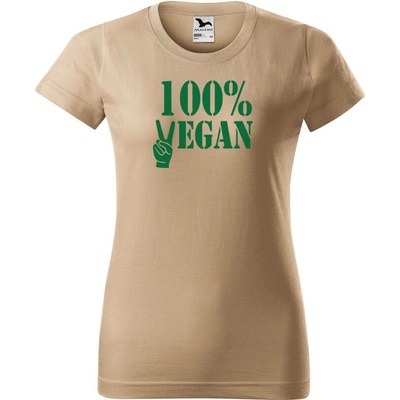 DOBRÝ TRIKO Dámské tričko 100% vegan zelený potisk Písková