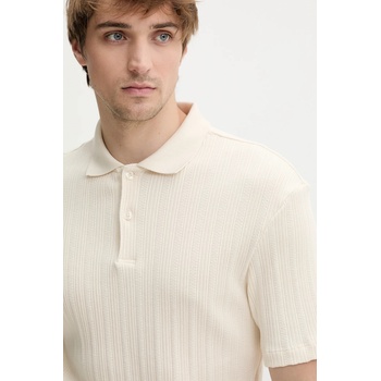 Samsoe Samsoe Памучна тениска с яка Samsoe Samsoe SAKEVIN в бежово с изчистен дизайн M25200034 (M25200034)