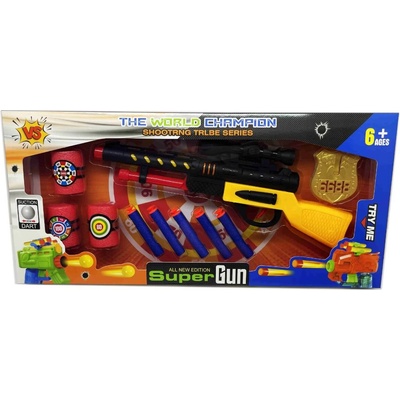 Armtoys ДЕТСКА ПУШКА С МЕКИ ПАТРОНИ, КЕНЧЕТА И ЗНАЧКА