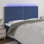 vidaXL LED горна табла за легло, синя, 200x5x118/128 см, плат (3122312)