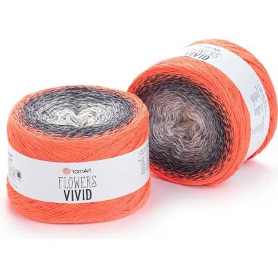Yarn Art Flowers Vivid 503 světle šedá, tmavě šedá, neonově oranžová