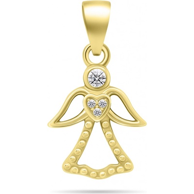 Brilio Silver pozlacený přívěsek se zirkony Anděl PT121Y