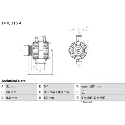 Alternátor BOSCH 0 986 043 660