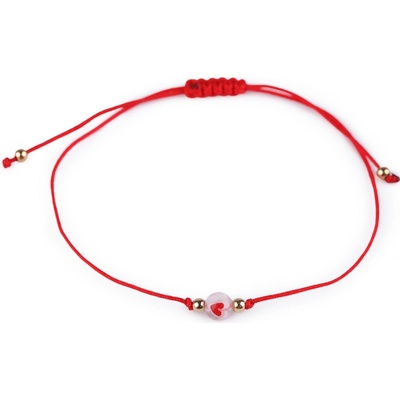 Prima-obchod Náramek shamballa srdíčko, barva červená růžová světlá