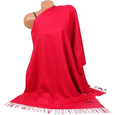 Кашмирен шал в алено червено с ресни